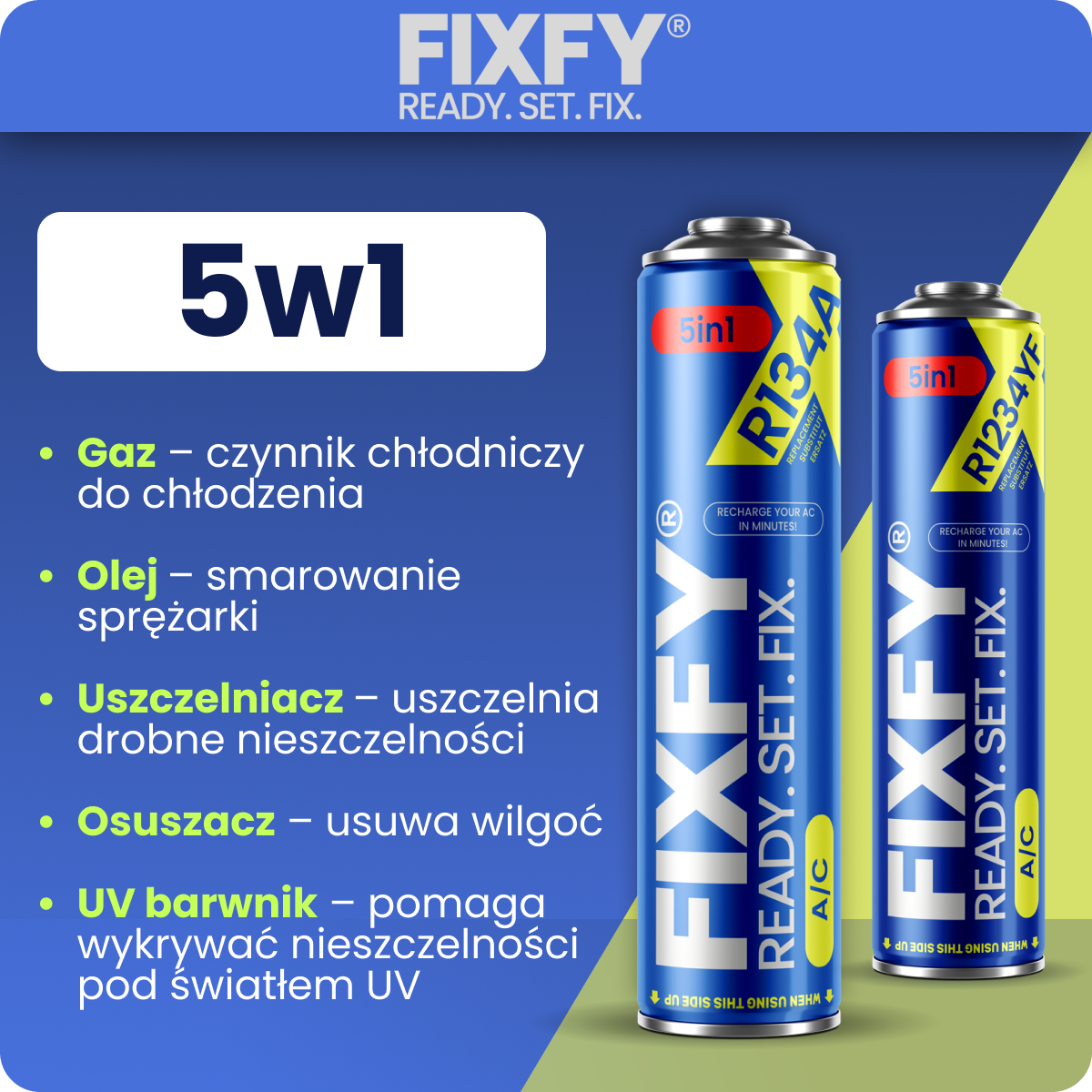 FIXFY 5w1 z czynnikiem typu R134a/R1234yf